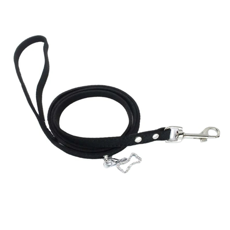 Soft Suede Leather Pet Harness Adjustable Chest Belt for Small Dogs