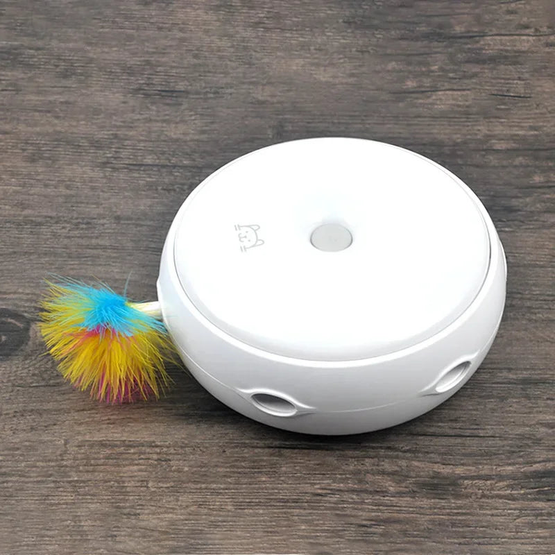 Smart Electric Cat Toy Interactive Turntable with Feather Teaser