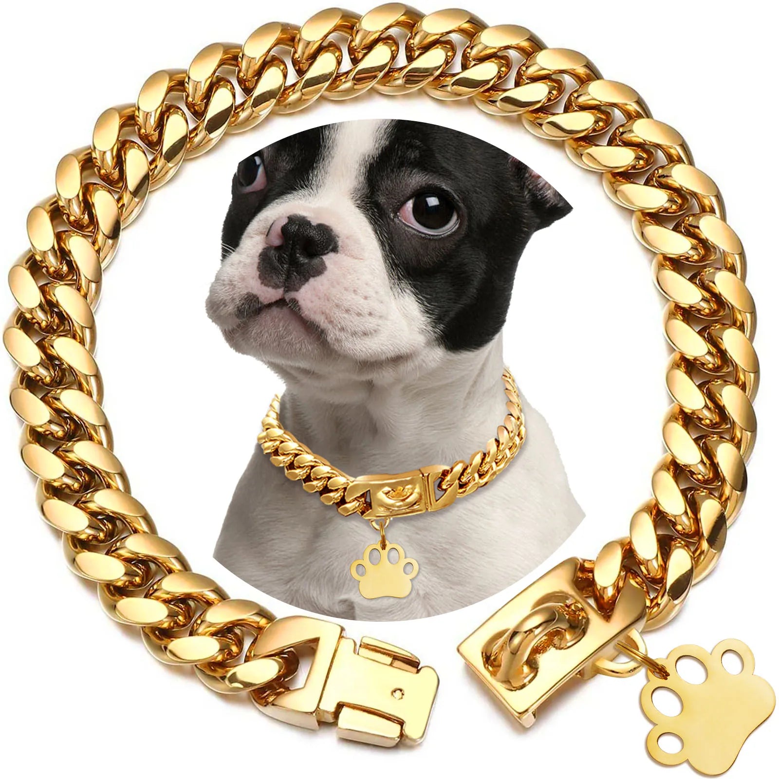Strong Metal Choke Stainless Steel Cuban Link Dog Collar