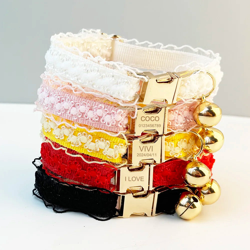 Adjustable Soft Personalized Lace Pet Collar