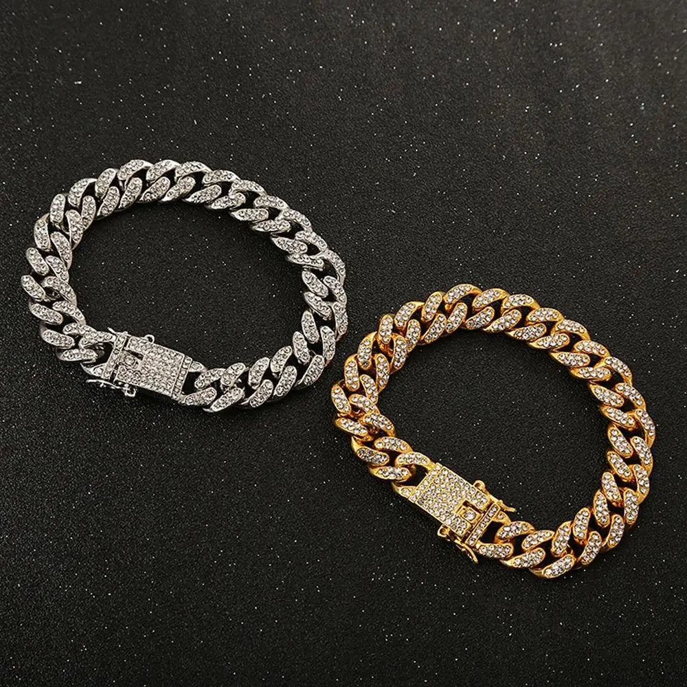 Heavy Metal Fashion Rhinestone Dog Chain Collar