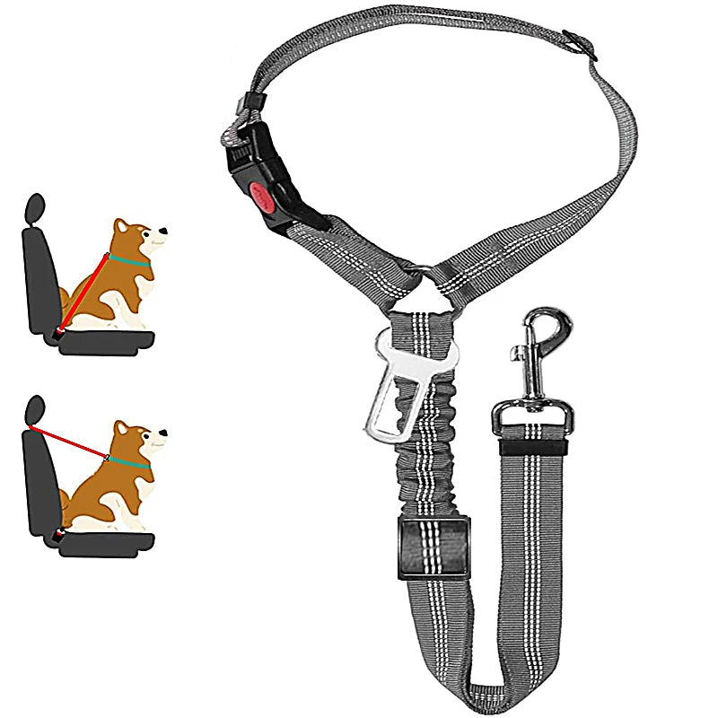 2-in-1 Adjustable Dog Harness Leash & Car Seat Belt
