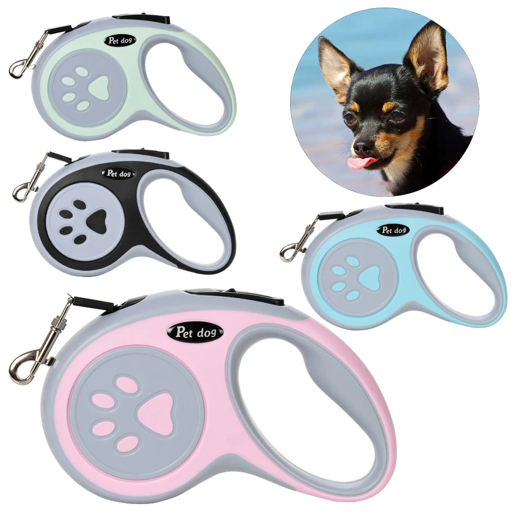 Retractable Nylon Lead 3M/5M Dog Leash with Paw Design