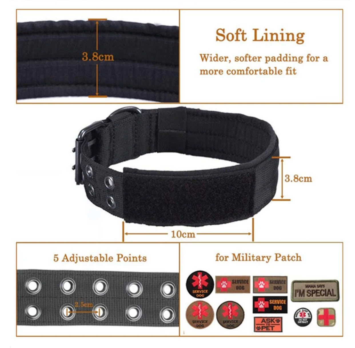 Heavy-Duty Nylon Training Adjustable Reflective Tactical Dog Collar