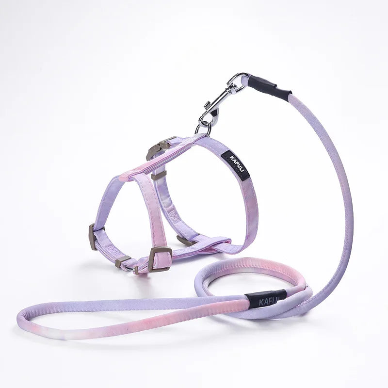 Adjustable Gradient Color Cat Leash and Harness Set
