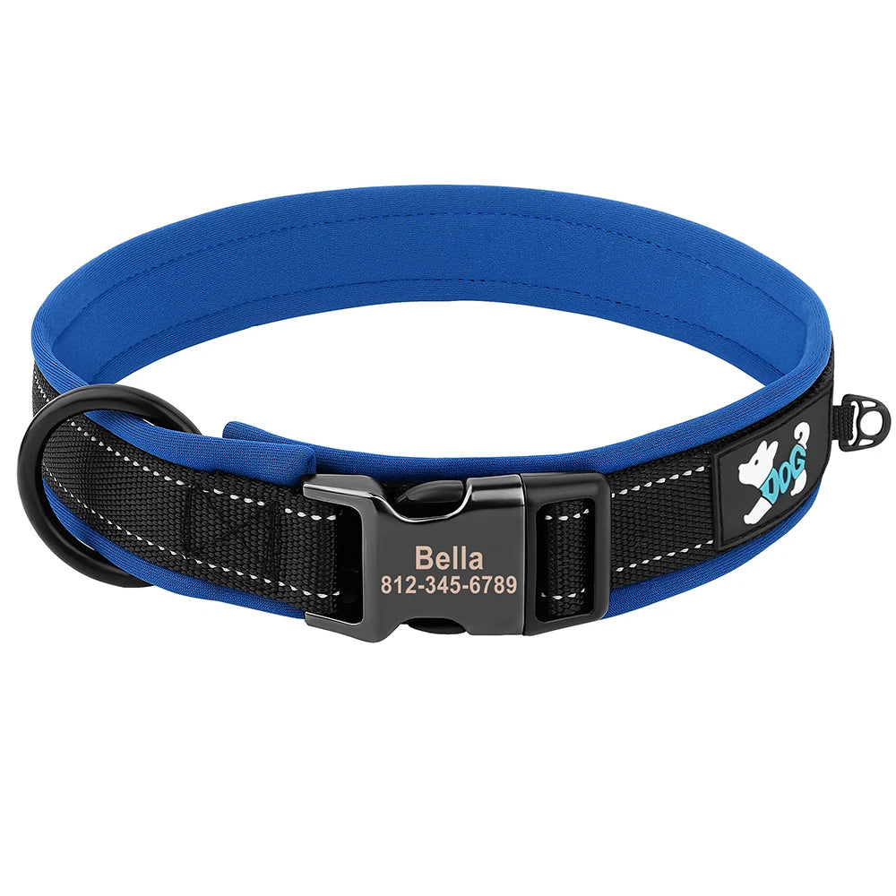 Adjustable Padded Personalized Reflective Dog Collar