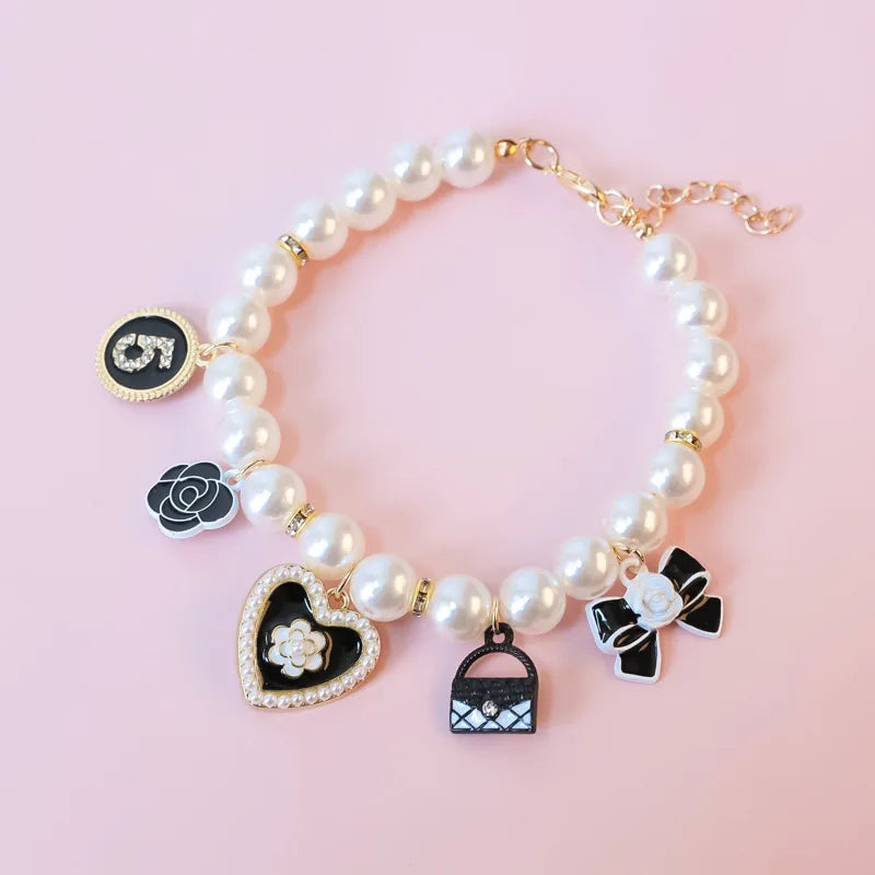 Cute Pet Pearl Collar with Bow Tie