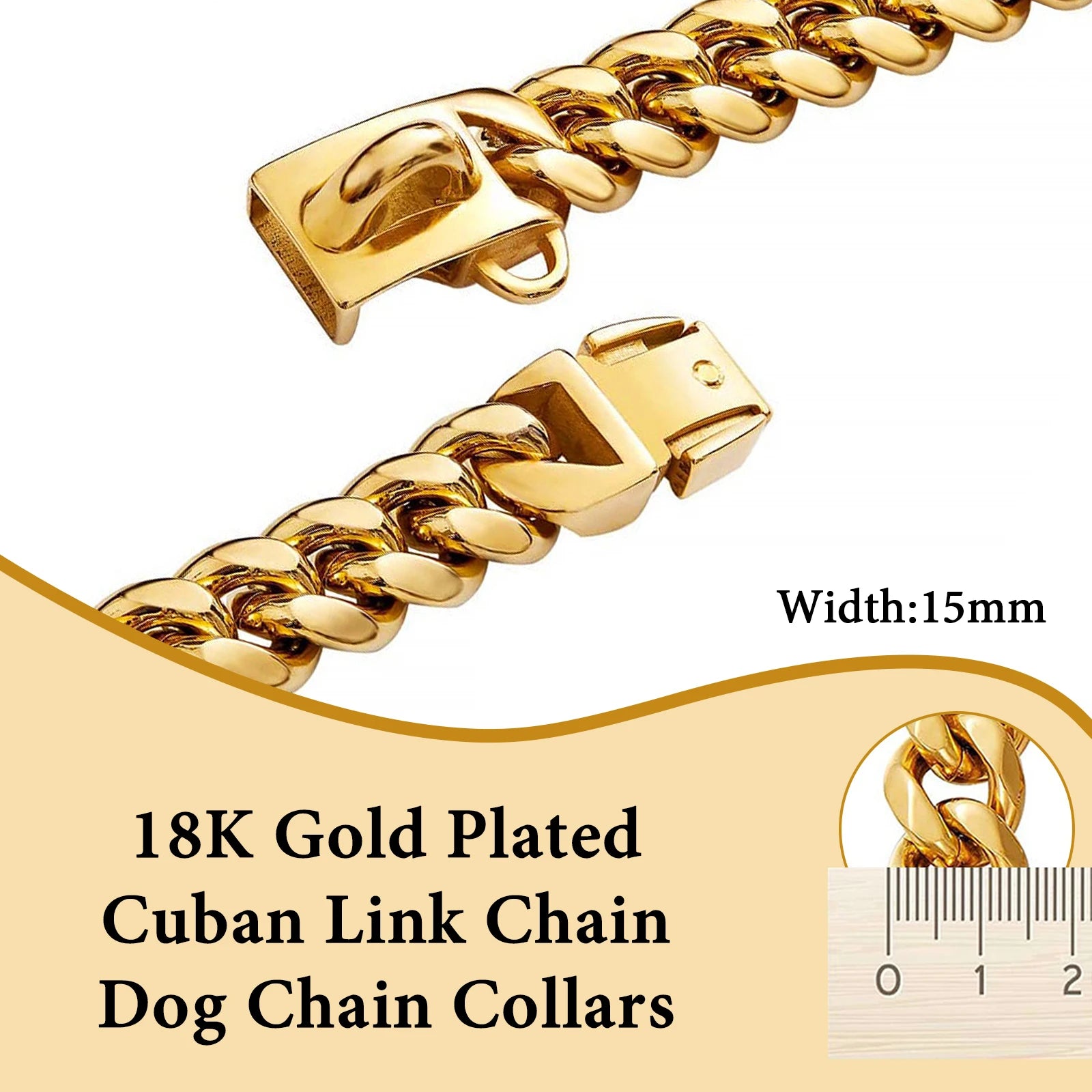 Strong Metal Choke Stainless Steel Cuban Link Dog Collar