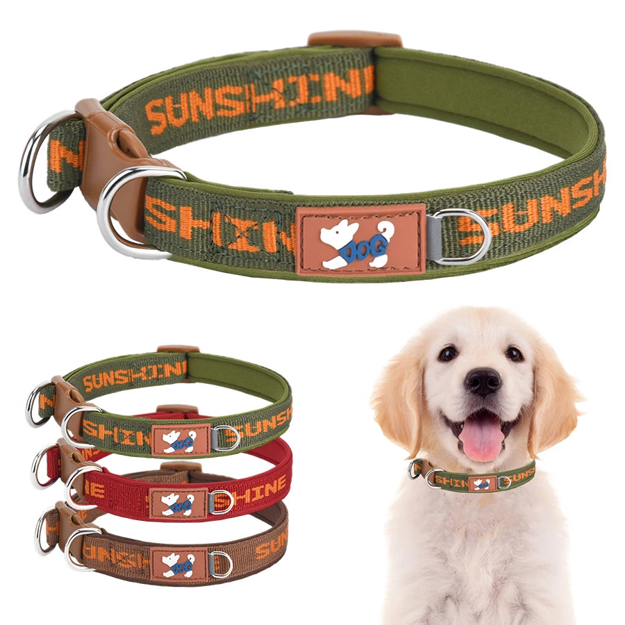 Dog Collar Adjustable, Colorful Prints with Metal D-Rings