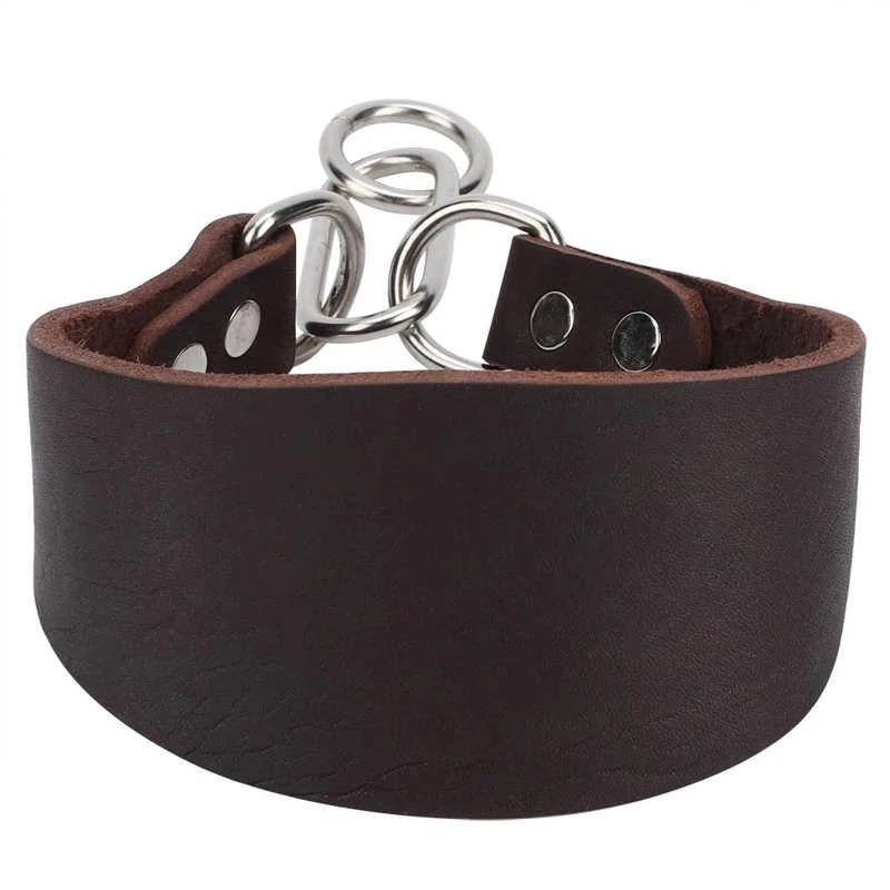 Durable Adjustable Greyhounds and Whippets Wide Leather Dog Collar