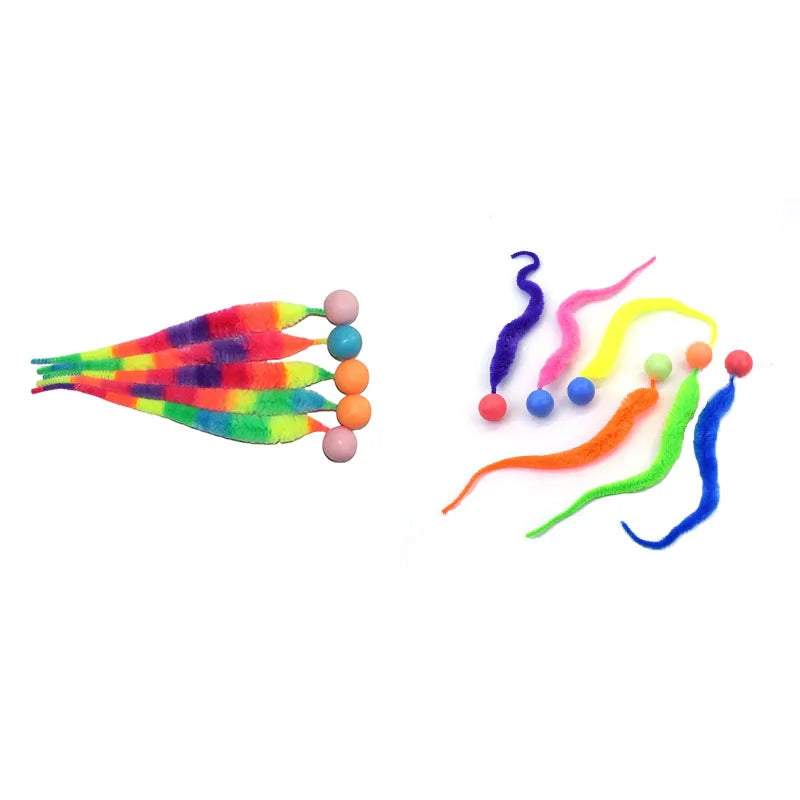 Colorful Bouncing Worm Toy Interactive Puzzle Fun for Cats