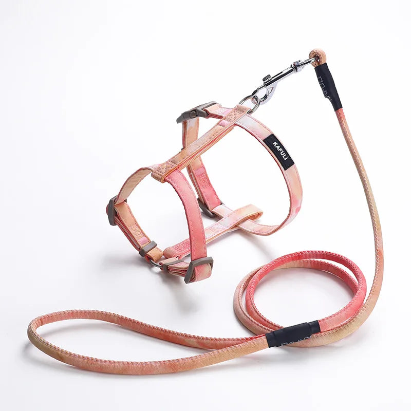 Adjustable Gradient Color Cat Leash and Harness Set