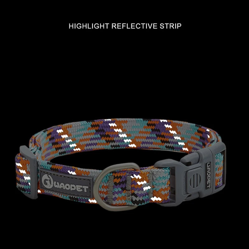 Adjustable with Metal & Quick-Release Buckle Reflective Nylon Dog Collar