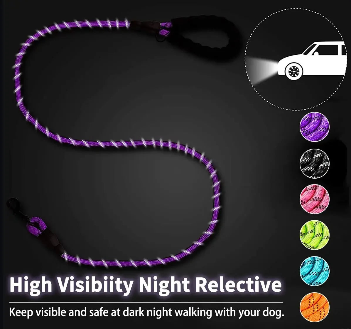 Durable Pull & Tow Lead Heavy-Duty Reflective Dog Leash