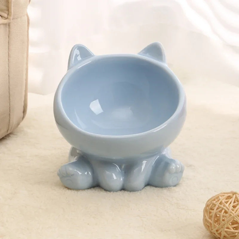 High-Foot Ceramic Pet Bowl Protects Cervical Spine