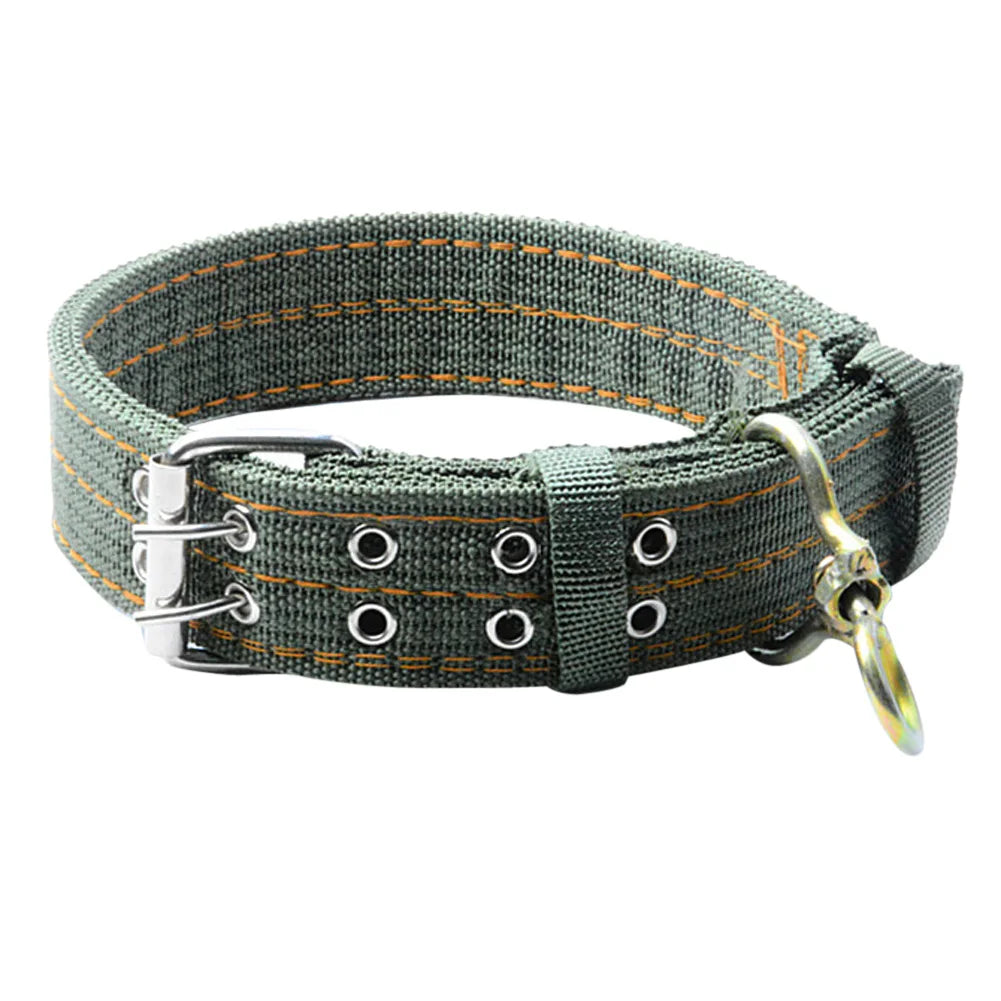 Heavy-Duty Army Green Double-Breasted Dog Collar