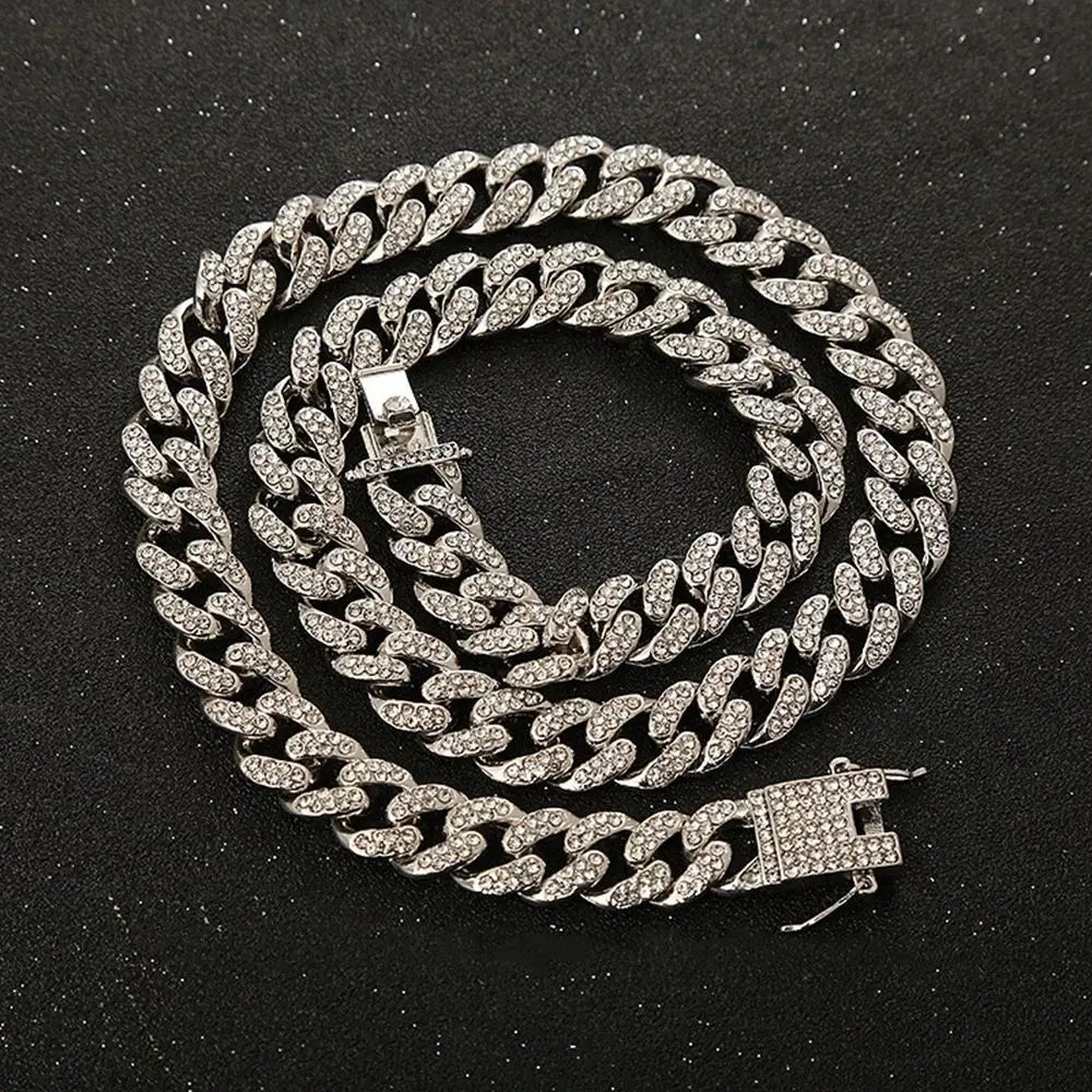 Heavy Metal Fashion Rhinestone Dog Chain Collar