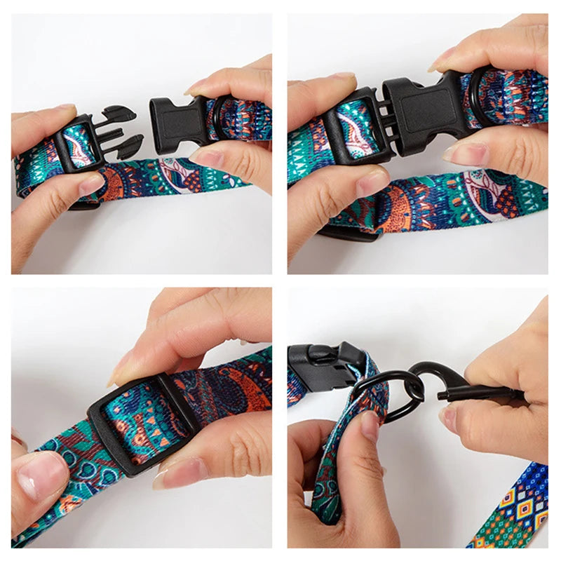 Adjustable Pet Walking Bohemian Style Dog & Cat Collar