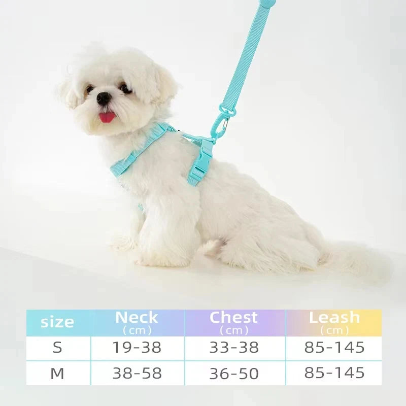 Adjustable Macaron Color Pet Harness And Leash Set