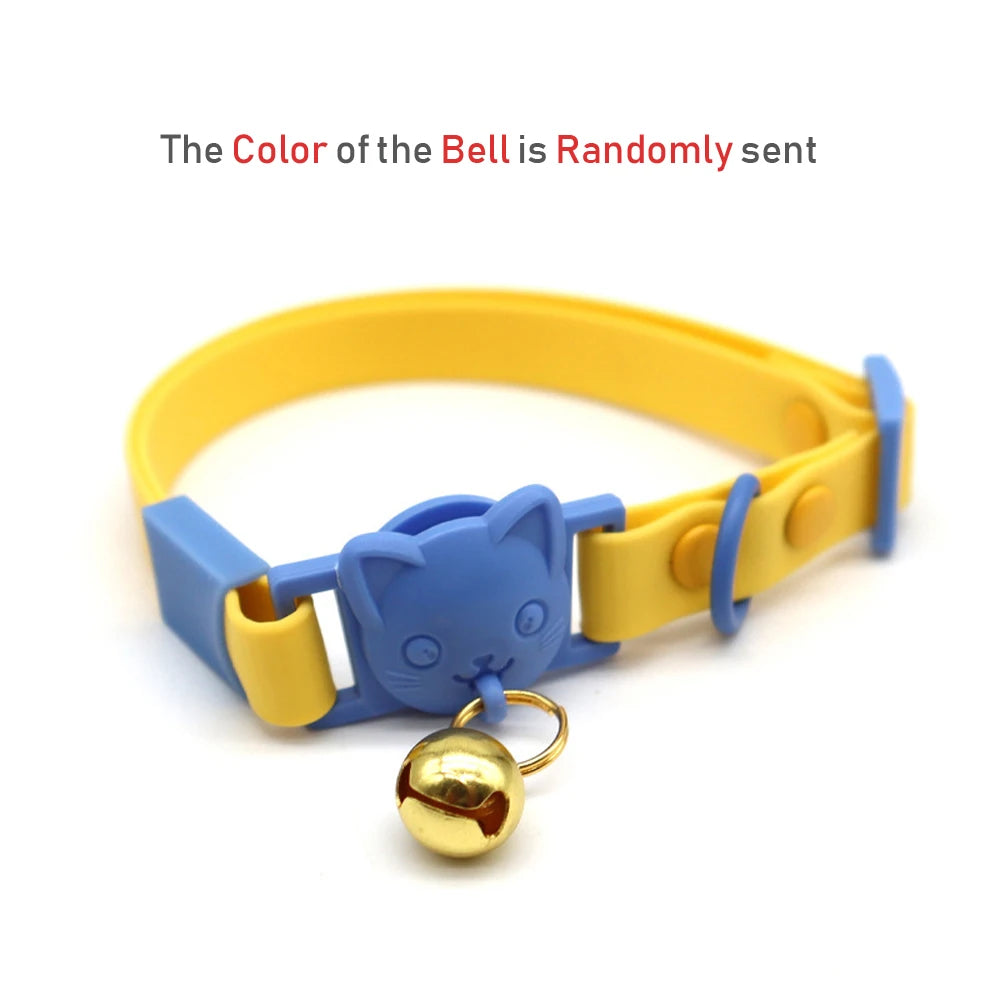 Adjustable Cartoon Design with Bell Waterproof PVC Cat Collar