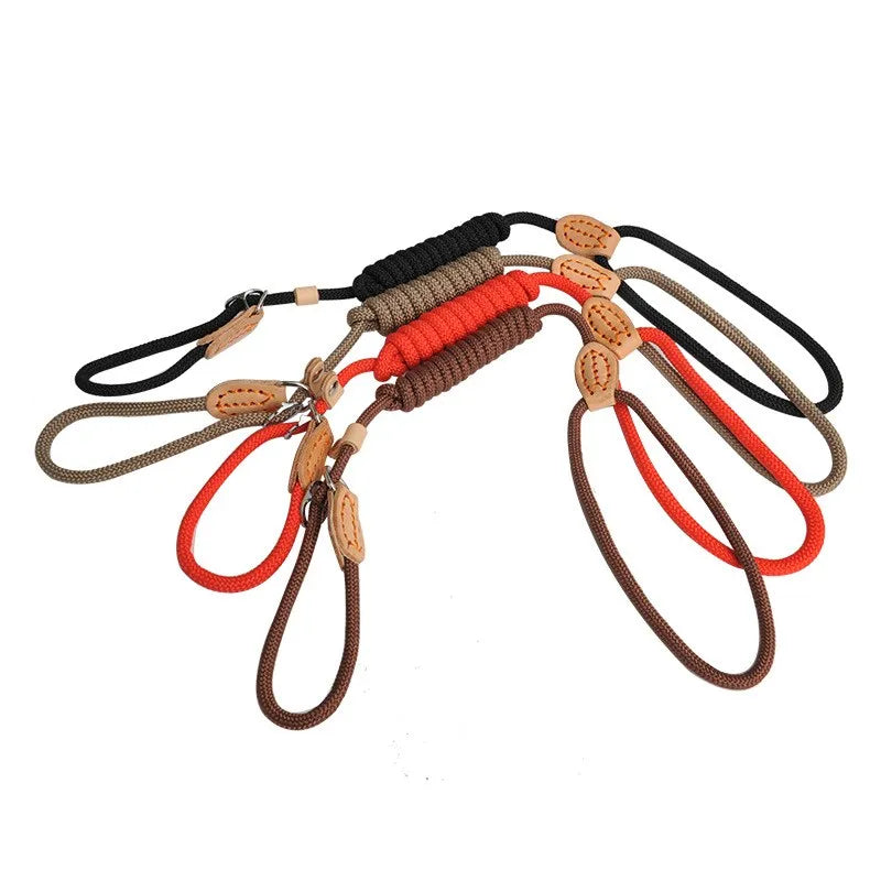 Adjustable Braided Training Lead Heavy Duty Slip Rope Dog Leash