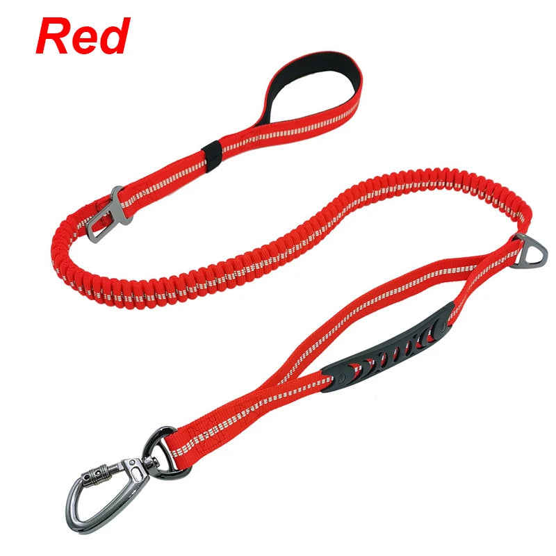 Shock Absorbing Multi-Functional Reflective Retractable Dog Leash
