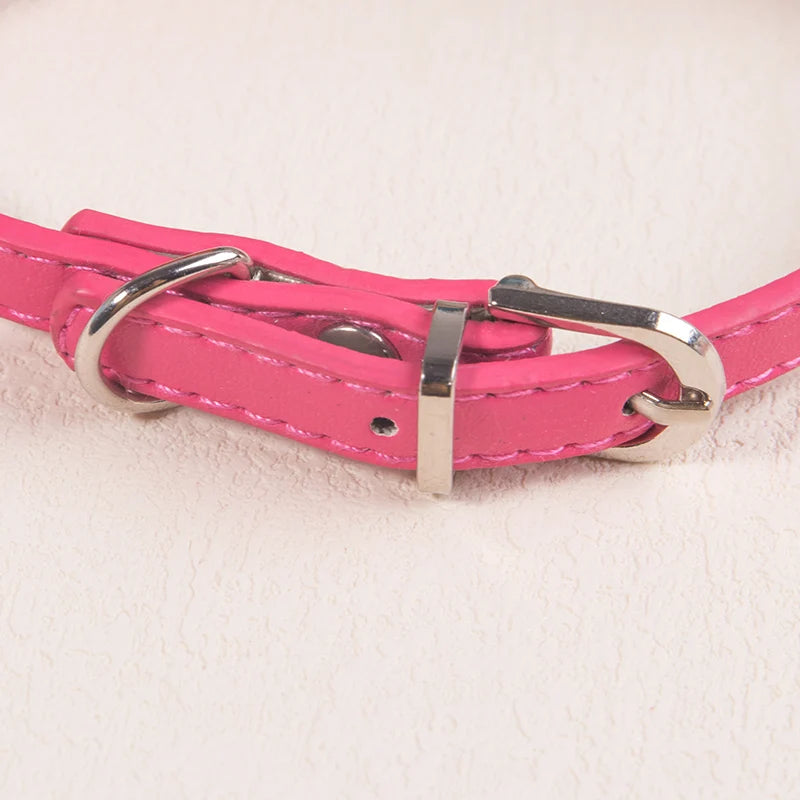 PU Leather Pet Collar Adjustable Scarf Style for Cats & Small Dogs