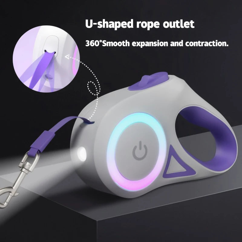 LED Pet Leash 3M/5M Retractable Rope with Night Light for Cats & Dogs