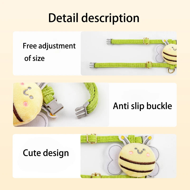 Cat & Small Dog Harness Set Cute Bee Outfit with Leash