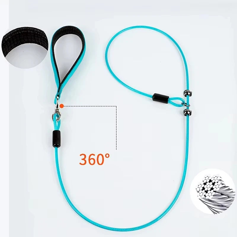 Adjustable Walking & Training Steel Wire P Chain Dog Leash