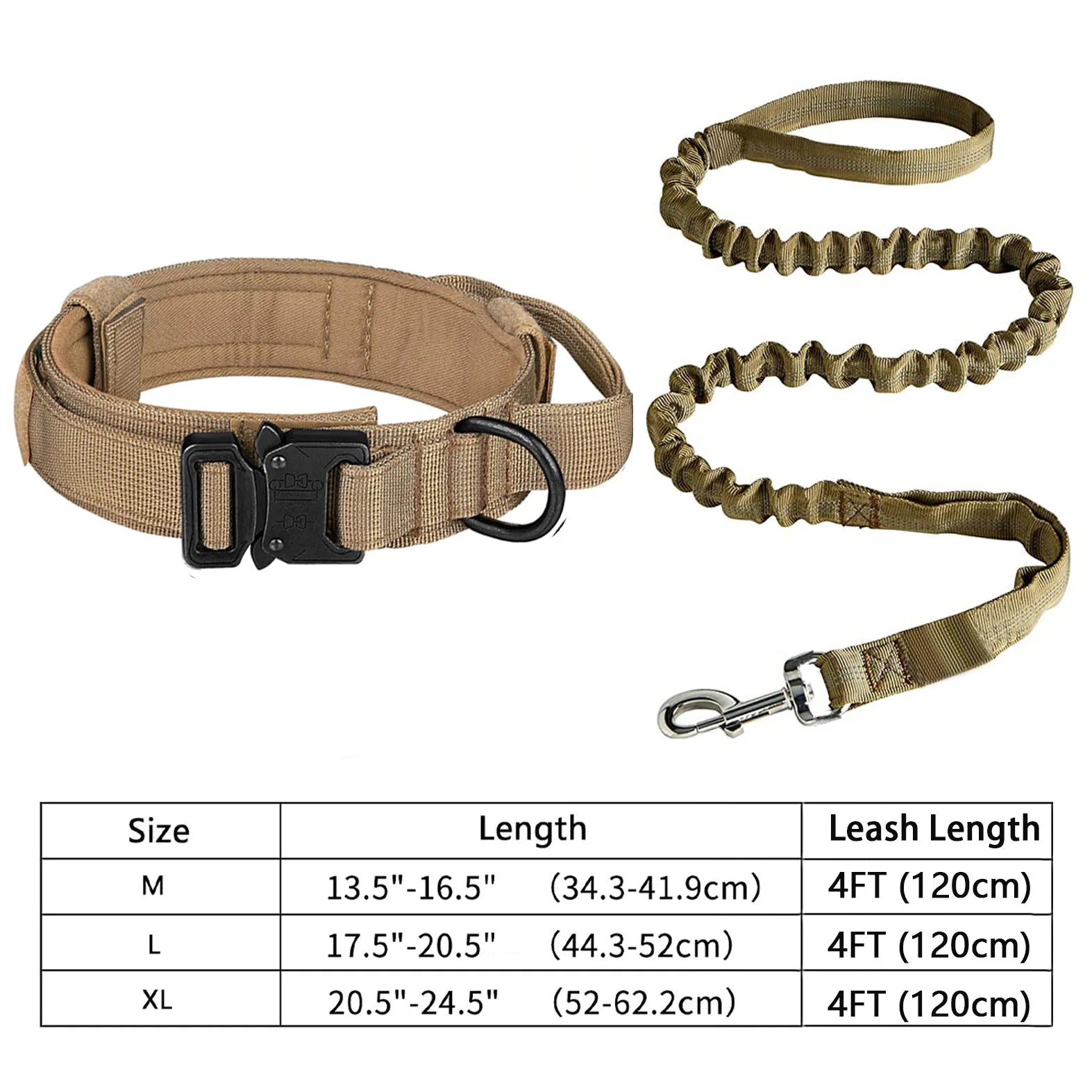 Adjustable Heavy-Duty Tactical Dog Collar and Leash Set