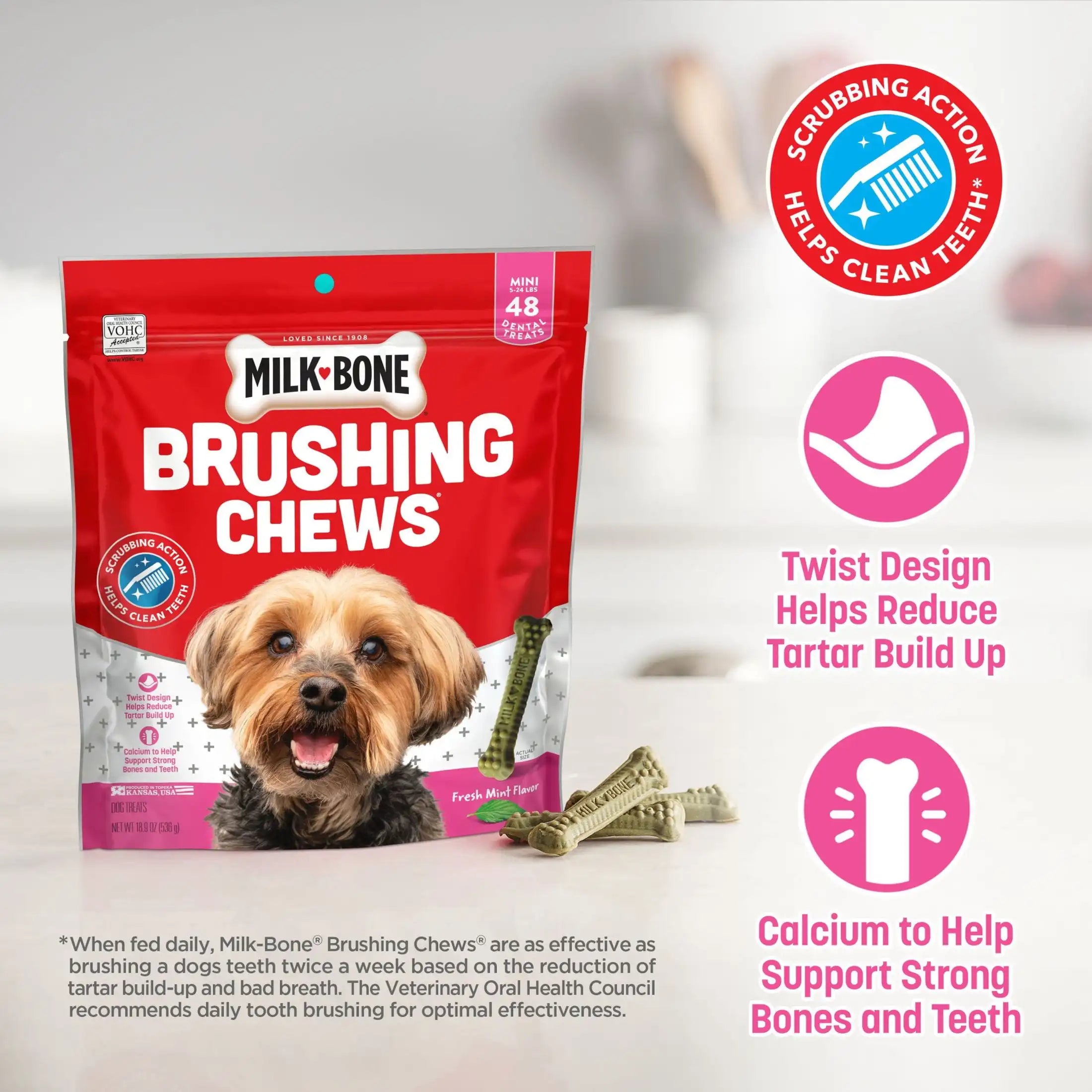 18.9 oz Mini Brushing Chews Daily Dental Dog Treats