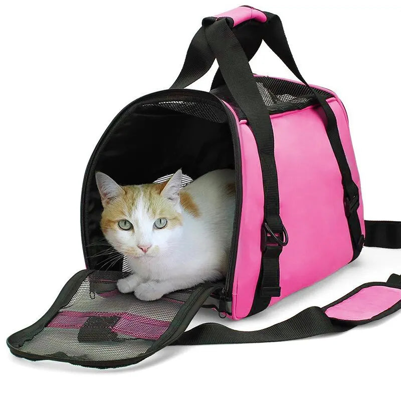 Soft-Sided Cat Carrier Portable, Folding Travel Carrier for Dogs & Cats