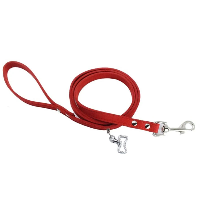 Soft Suede Leather Pet Harness Adjustable Chest Belt for Small Dogs