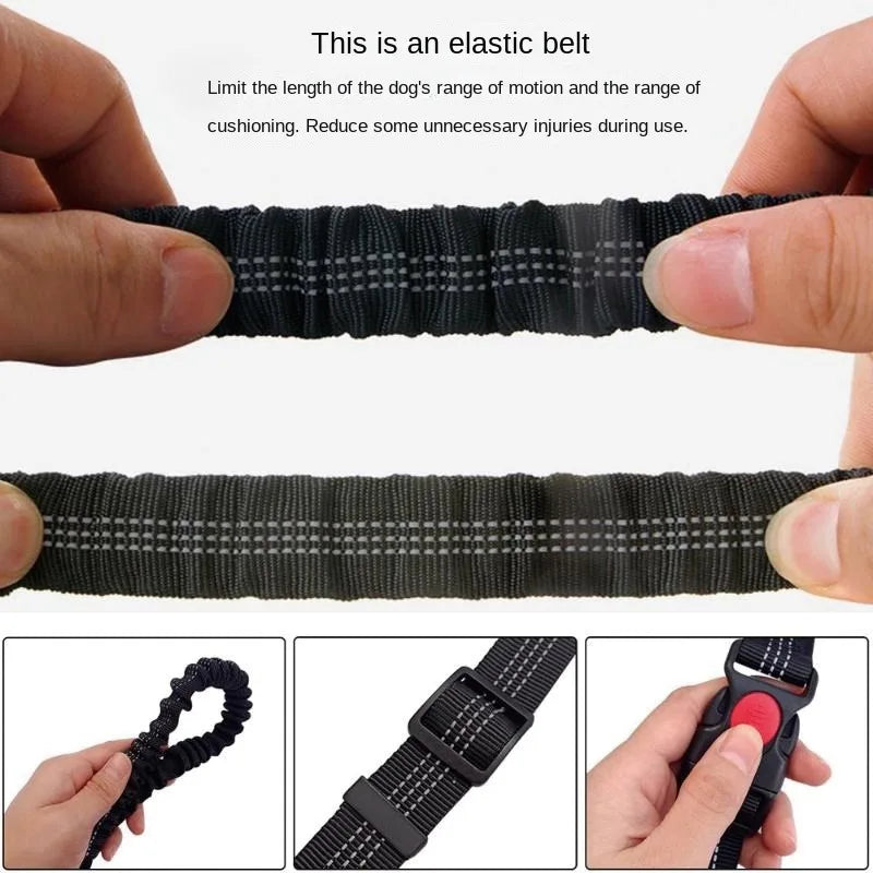 Hands-Free Adjustable Dog Leash with Waist Belt and Chest Strap