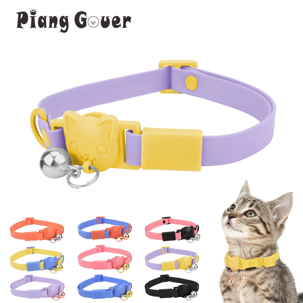 Adjustable Candy Color Kitten Waterproof PVC Cat Collar