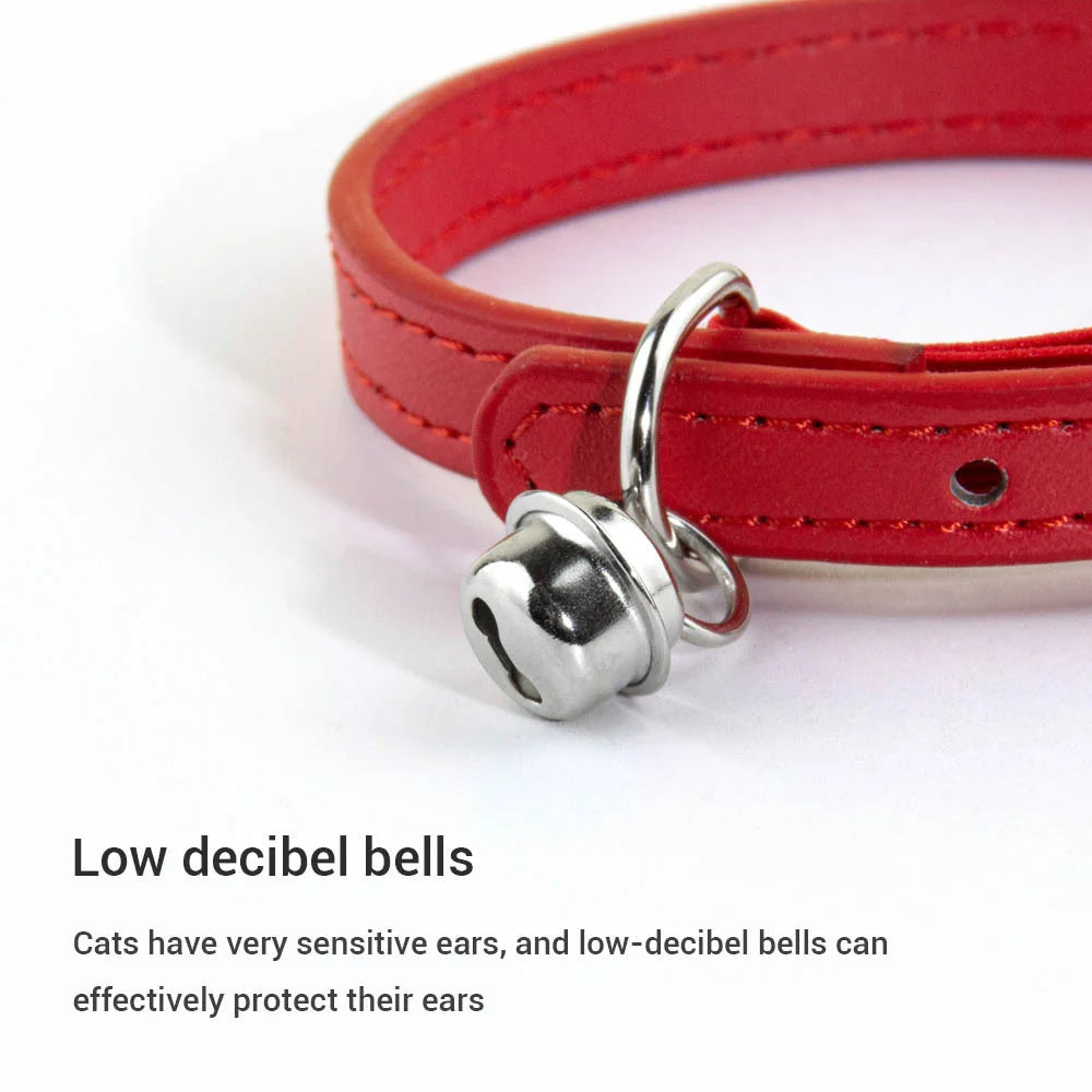 Adjustable Safety Anti-Suffocation Necklace Soft PU Leather Cat Collar