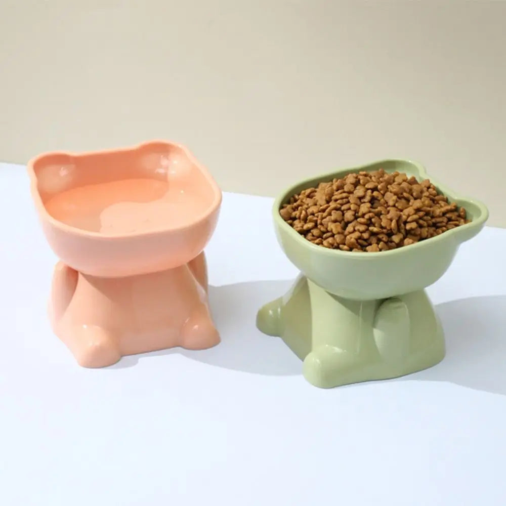 Cute Cat Bowl with High Feet Cervical Spine Protection for Pets