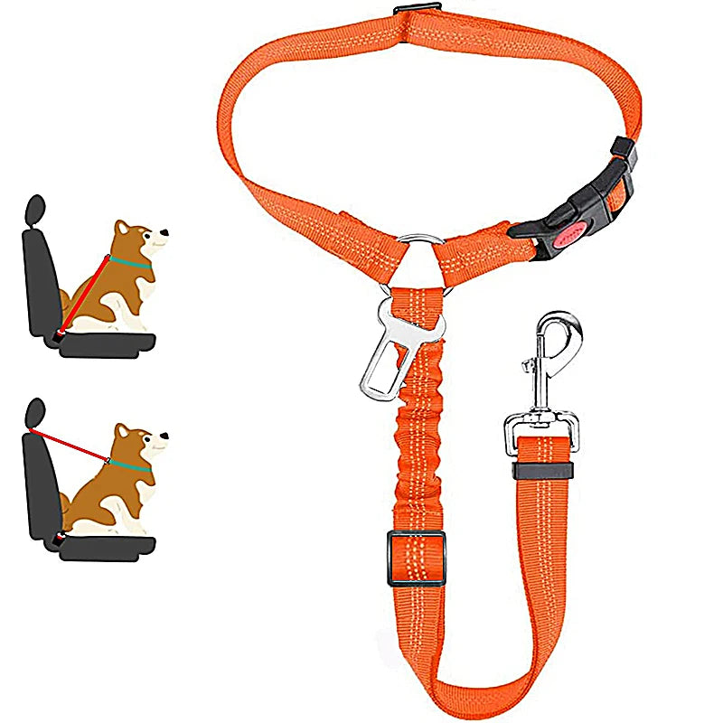 2-in-1 Adjustable Dog Harness Leash & Car Seat Belt
