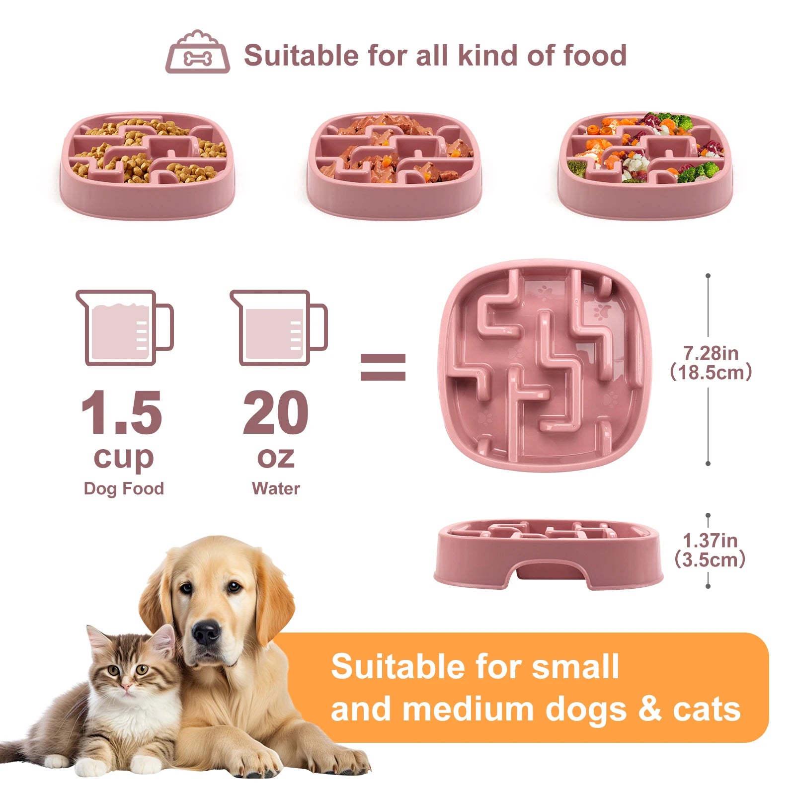 Anti-Choking Pet Bowl – Slow Feeder Dish for Dogs & Cats