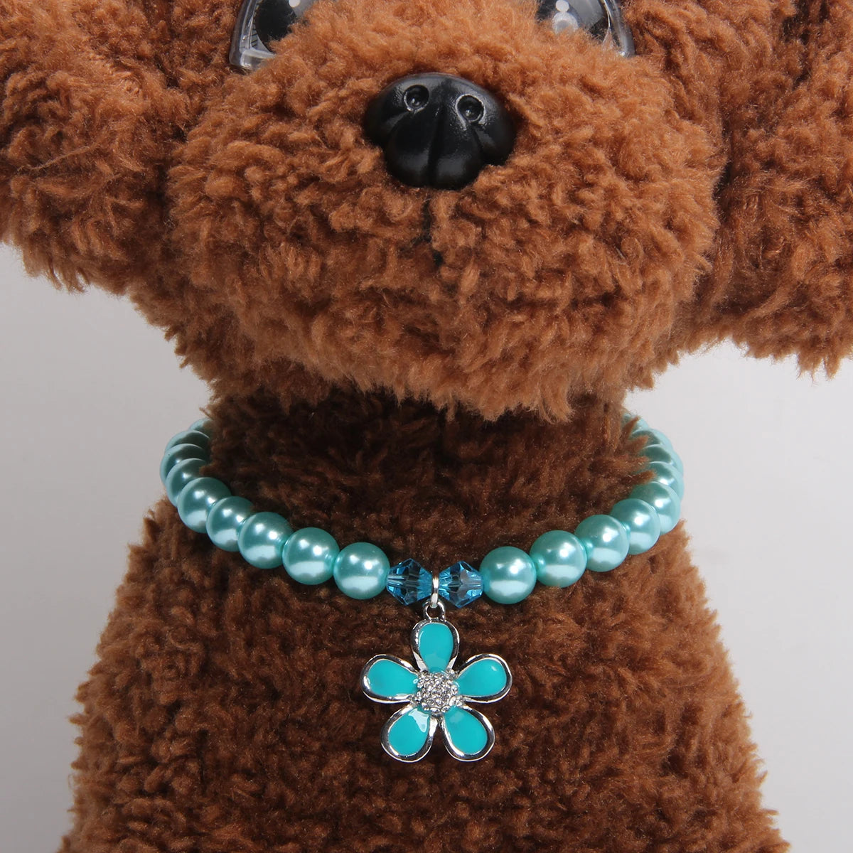 Rhinestone Pet Jewelry with Flower Pearl Dog Necklace Collar