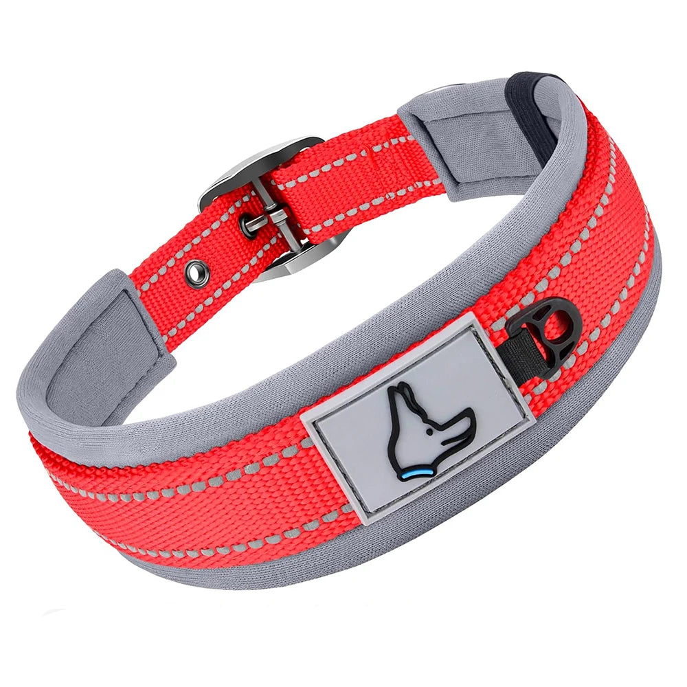 Adjustable Heavy-Duty Nylon Neoprene Padded Reflective Dog Collar