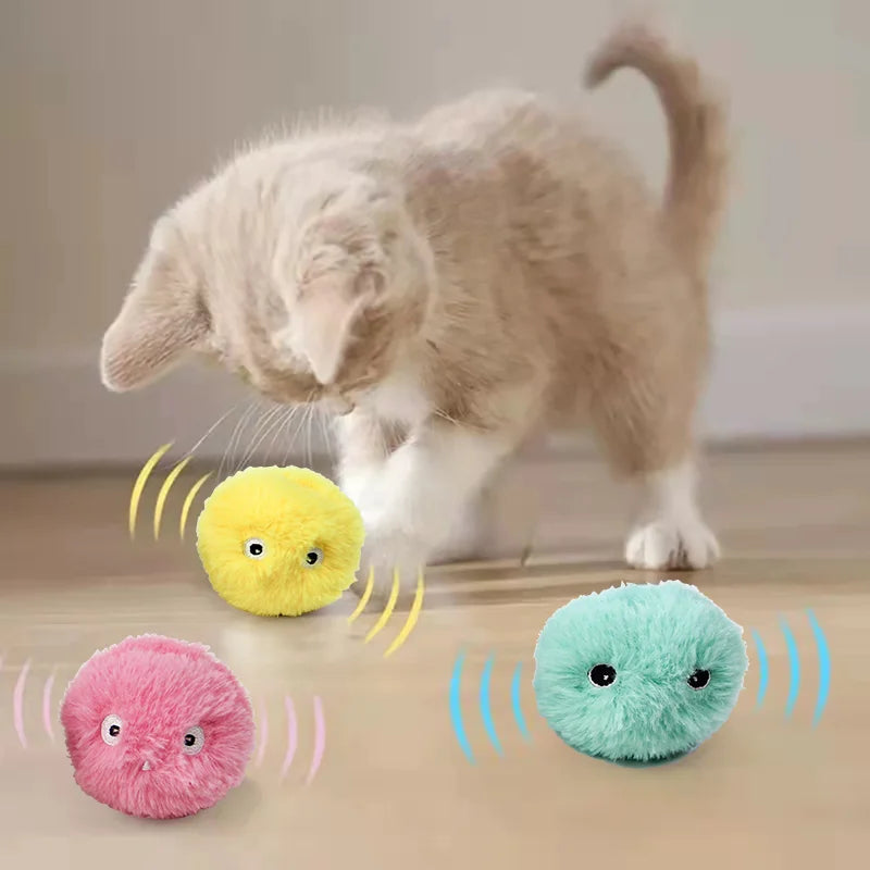 Electric Catnip Plush Ball Interactive Squeaky Toy for Kittens