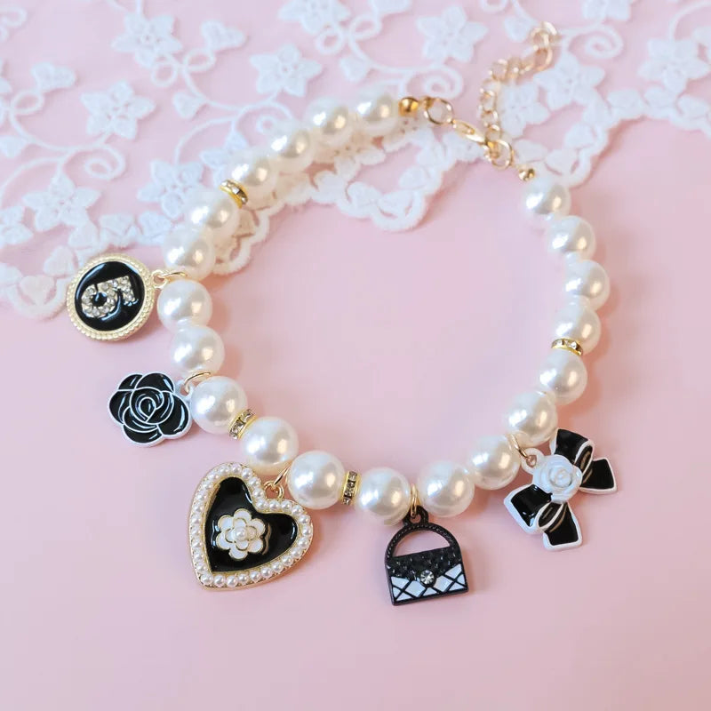 Cute Pet Pearl Collar with Bow Tie