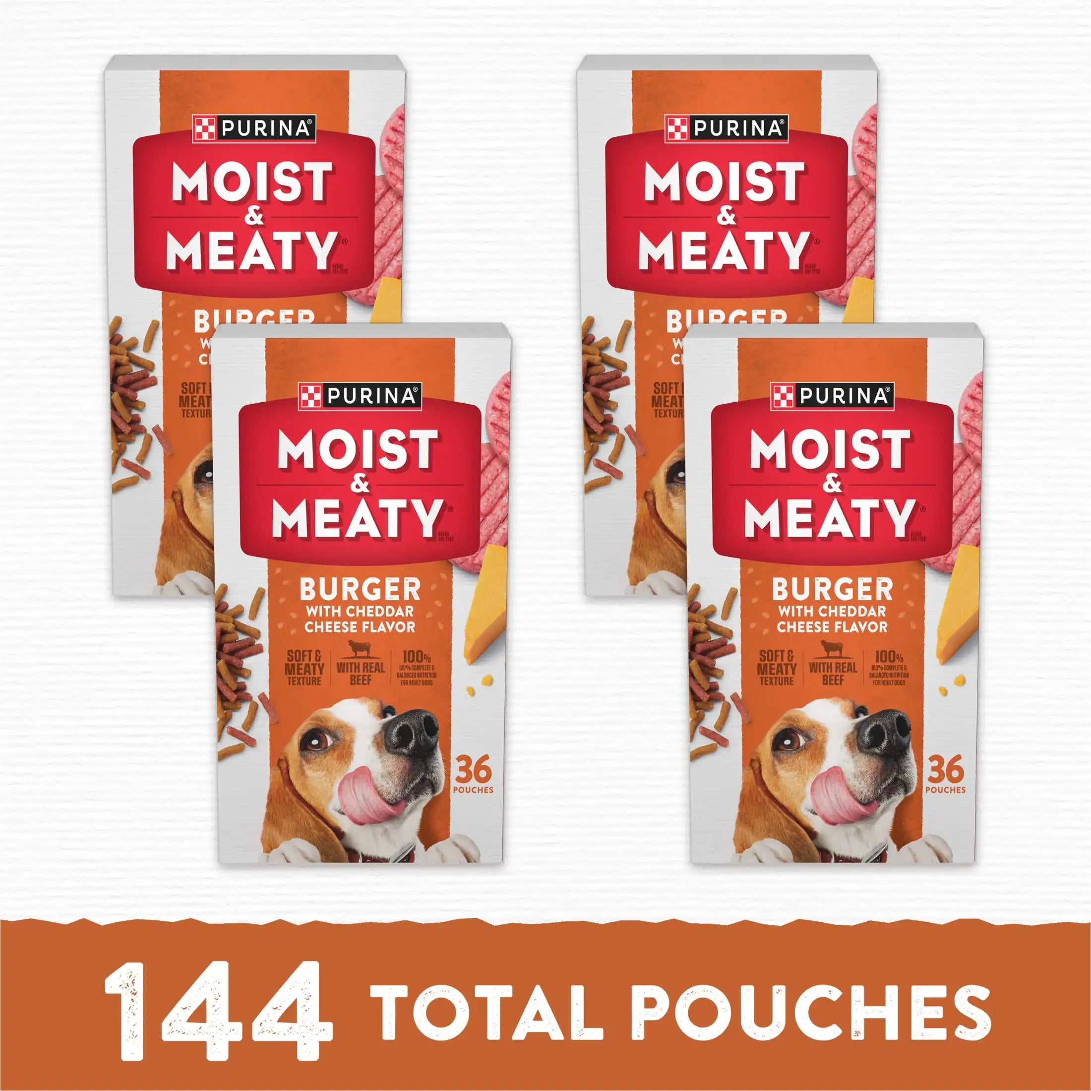 Purina Dog Food, Soft Beef & Cheddar Burger, 6 oz Pouch, 36 Count