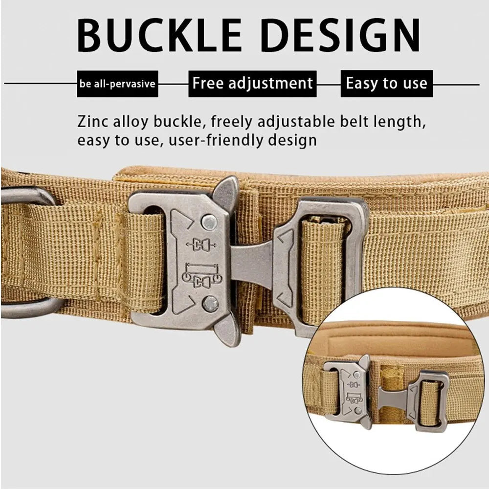 Adjustable Tactical Nylon Metal Buckle Dog Collar