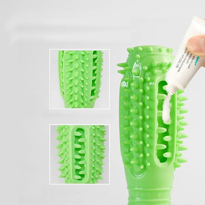 Squeaky Dog Chew Toy Durable Rubber Toothbrush for Aggressive Chewers