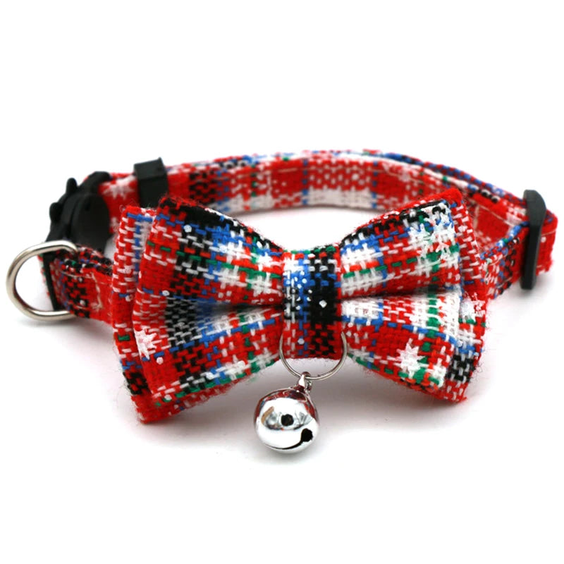 Festive Detachable Christmas Bow Pet Collar