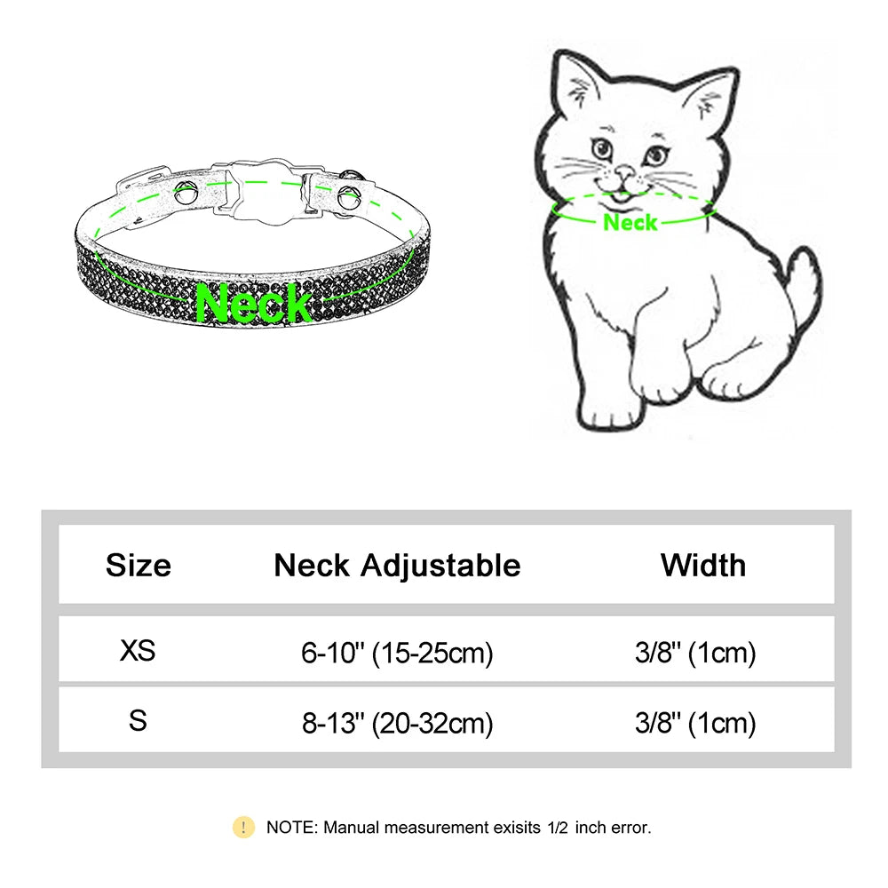 Rhinestones Adjustable Soft Suede Leather Cat Collar
