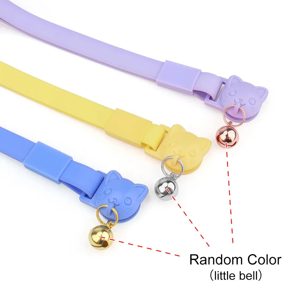 Adjustable Candy Color Kitten Waterproof PVC Cat Collar